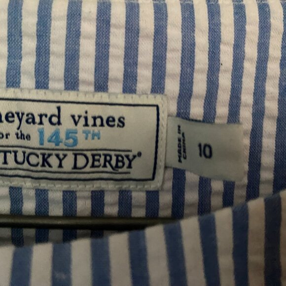 VINEYARD VINES 145th Kentucky Derby Seersucker Striped Pastel Shift Dress - 10 - Picture 2 of 3